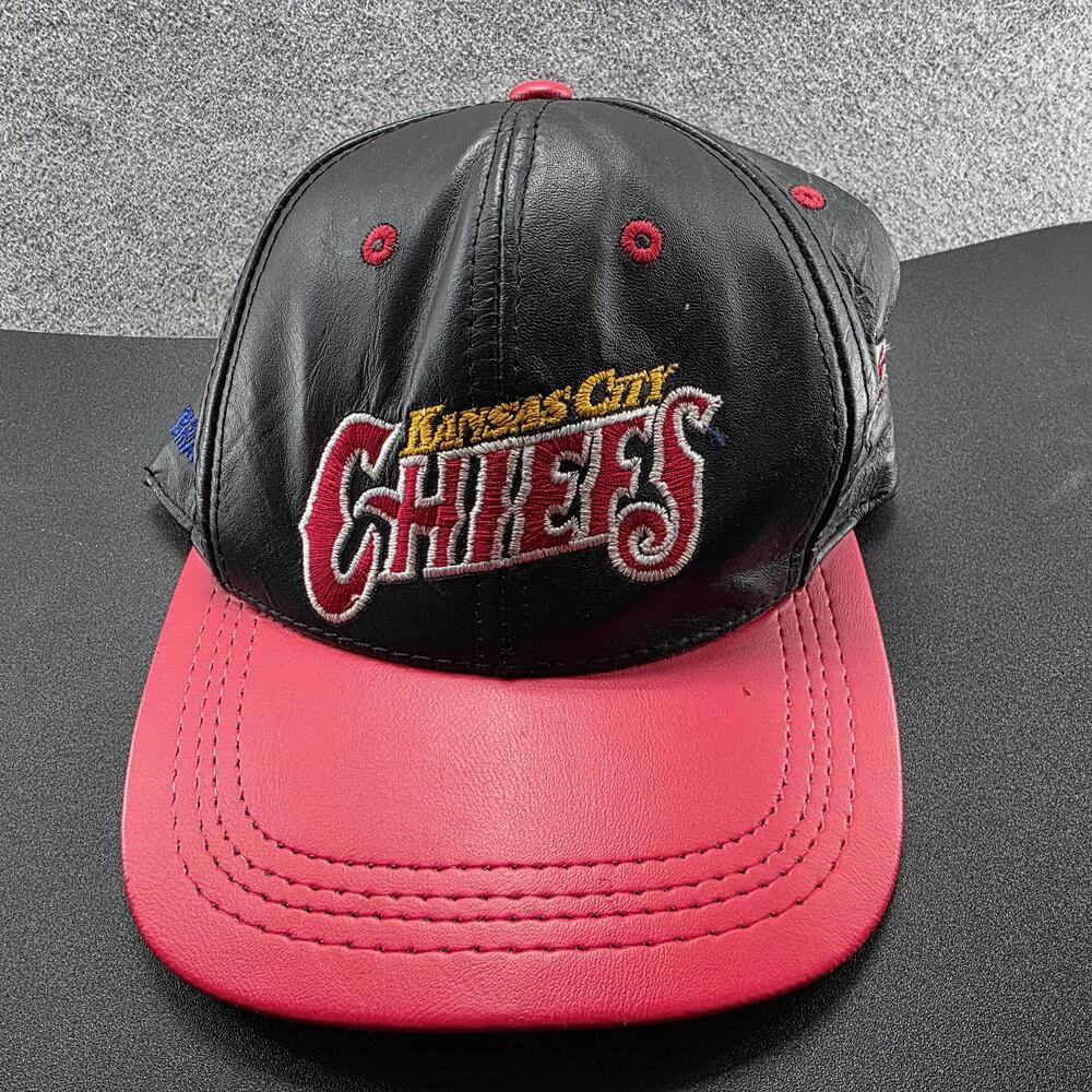 Vintage Kansas City Chiefs Hat Mens One Size Black NFL Football Modern Leather